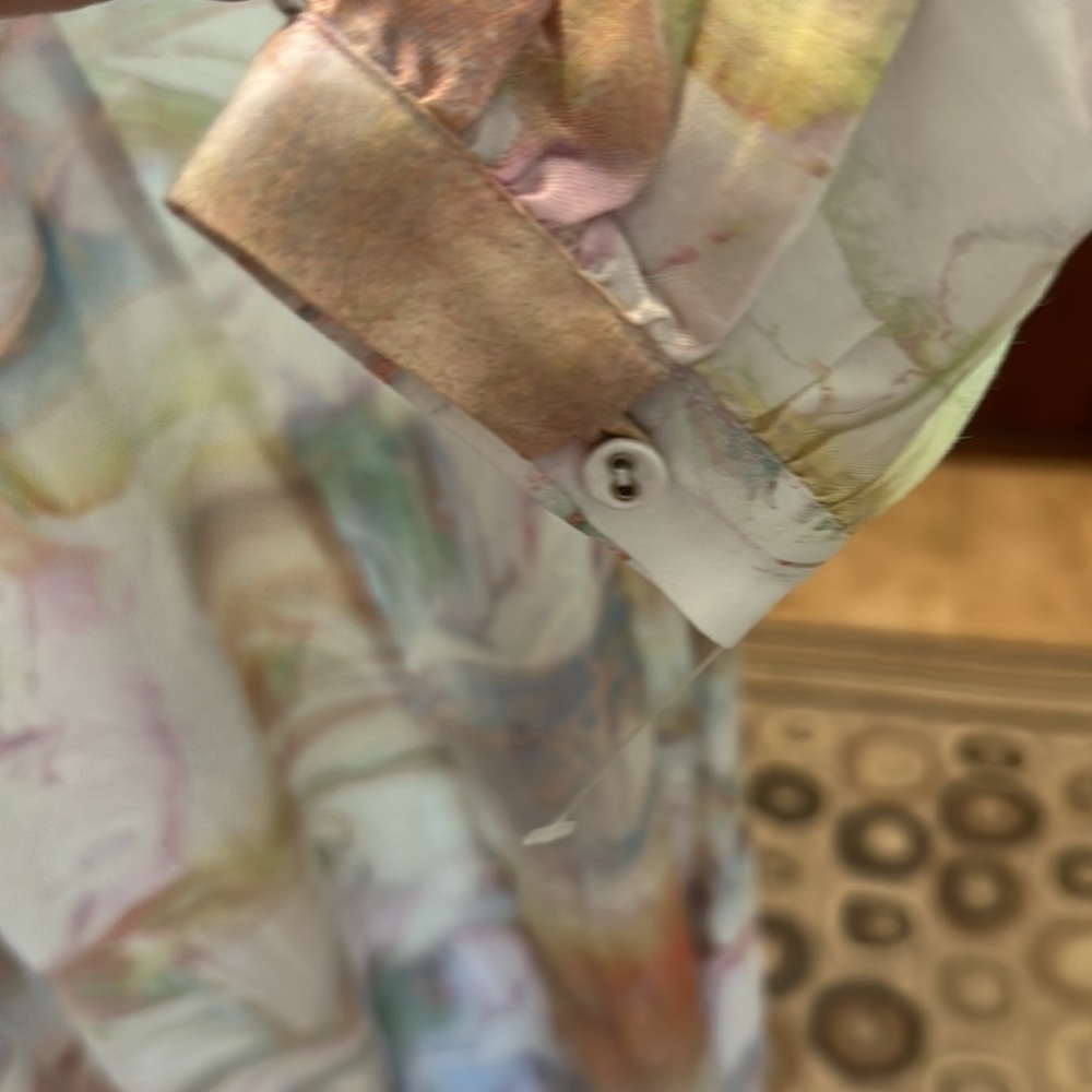 CALME by JOHNNY WAS Marble Kaftan Maxi  SMALL Dress Cotton Silk Blend - Picture 9 of 11
